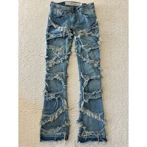 Rebel Womens Stacked Flare Jeans Size 28